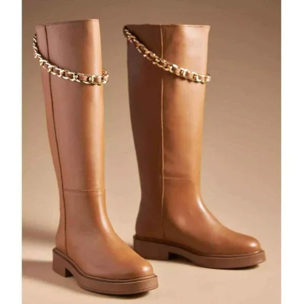 Alohas Brown Leather Pier Boots With Chain Size  EU 40 (US 9)